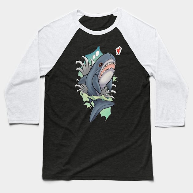 shark Baseball T-Shirt by Stephanie Francoeur Art